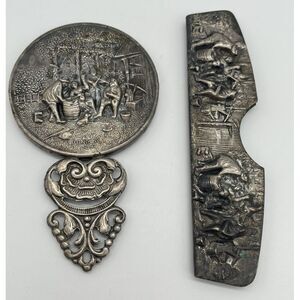 Vintage‎ Antique Silver Plated Purse Mirror & Comb Case  Denmark HANS JENSEN
